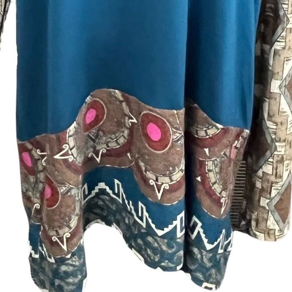 Vintage Sun & Moon Hippie Boho Mixed Print Jersey Knit Cowl Neck Sweater Large - Picture 4 of 7